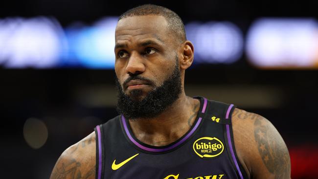 MINNEAPOLIS, MINNESOTA - DECEMBER 02: LeBron James #23 of the Los Angeles Lakers looks on against the Minnesota Timberwolves in the first quarter at Target Center on December 02, 2024 in Minneapolis, Minnesota. NOTE TO USER: User expressly acknowledges and agrees that, by downloading and or using this photograph, User is consenting to the terms and conditions of the Getty Images License Agreement. (Photo by David Berding/Getty Images)