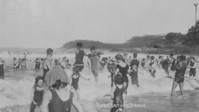 Bathers at Manly in the early 1900s. Picture Northern Beaches Library