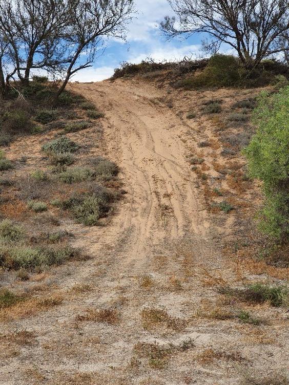 4WD access track at Back Beach on Yorke Peninsula which may be blocked.