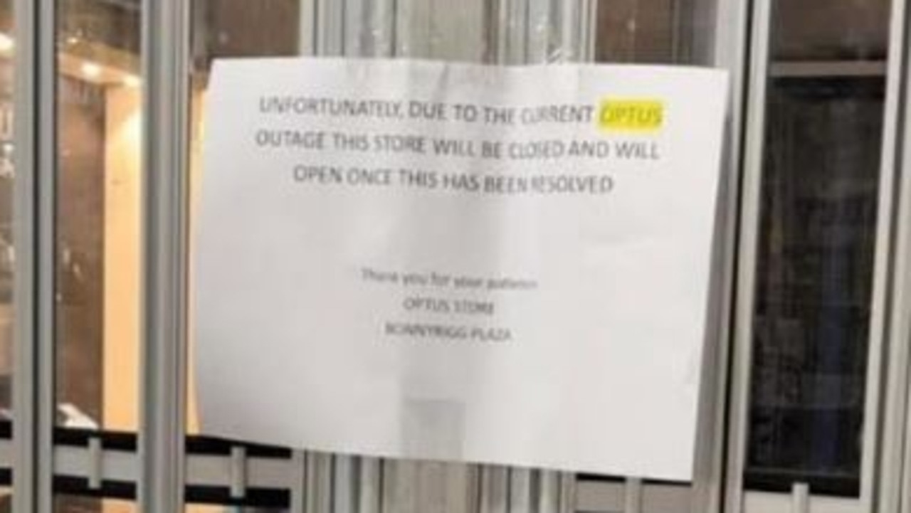 An Optus store shut its doors due to the outage.