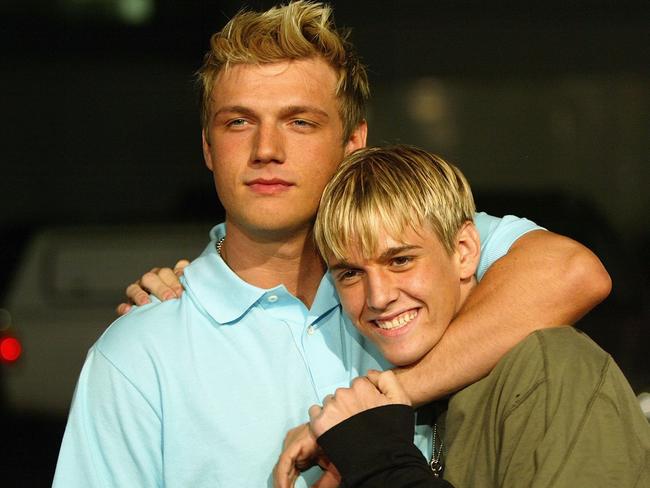 Aaron Carter (right) and estranged brother Nick. Picture: Frazer Harrison/Getty Images