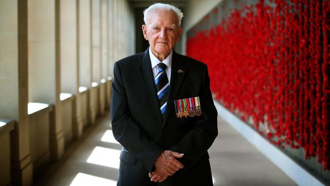 William Hansen at the Australian War Memorial in Canberra ahead of today’s 75th anniversary. Picture: Kym Smith