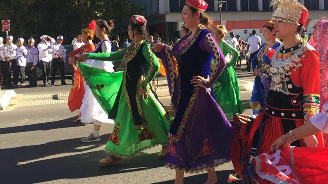 The SA Xinjiang Association marching on January 28, 2018.