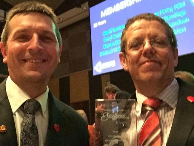 Lismore City Council General Manager Gary Murphy and Executive Director Sustainable Development Brent McAlister at the awards presentation last night. Photo Contributed. Picture: Contributed