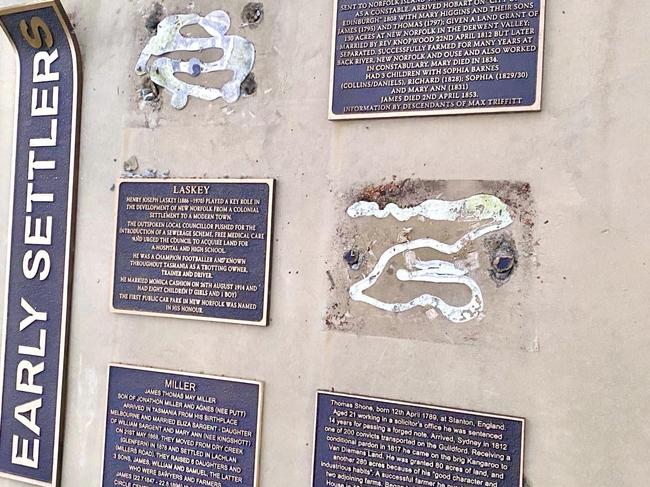 Thieves have stolen 15 memorial bronze plaques at New Norfolk.