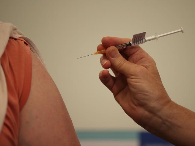 Inside the Geelong Covid vaccination hub. Picture: Alison Wynd