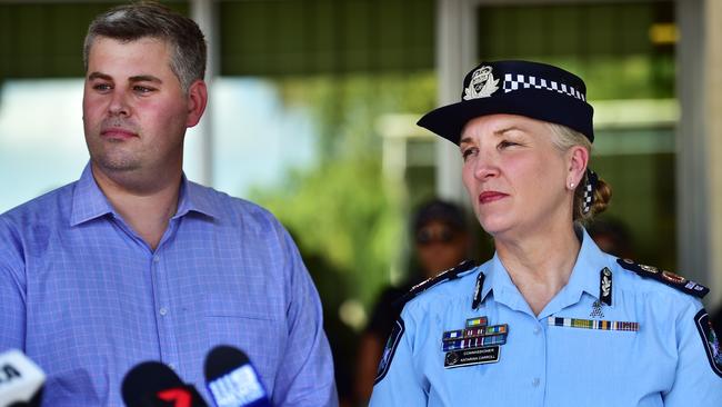 Police Minister Mark Ryan and Commissioner Katarina Carroll. Picture: Alix Sweeney