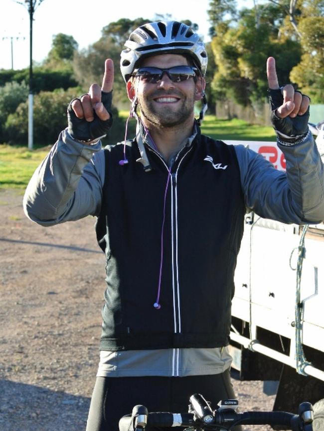 Matt on his charity bike ride. Picture: Supplied