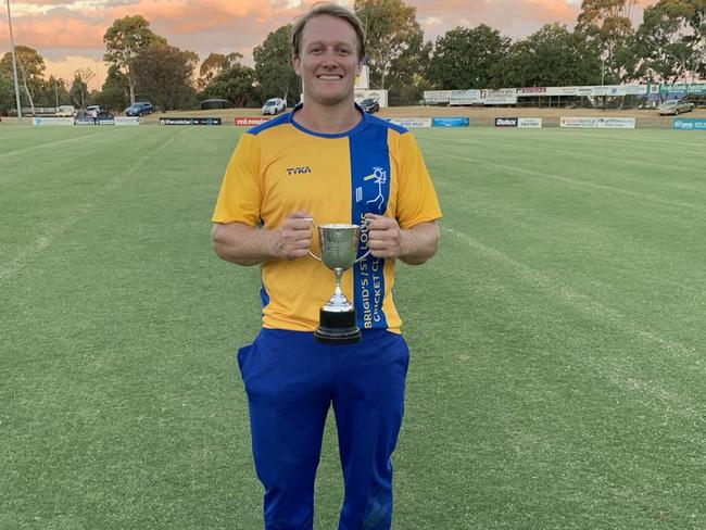 St Brigids St Louis captain Jeremy Heys shows off the silverware. Picture: Supplied