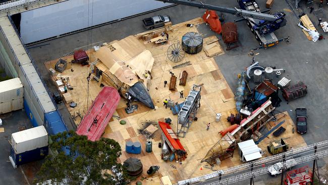 Aerial images of the new Thor 3 Ragnarok sets currently under construction at Movie World on the Gold Coast Photo: David Clark