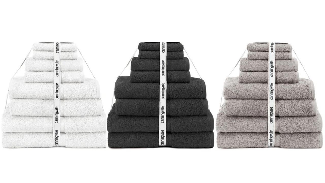 Canningvale's 8-Piece Towel set comes in a range of colours, all constructed from the brand's signature plush cotton. Image: Canningvale.