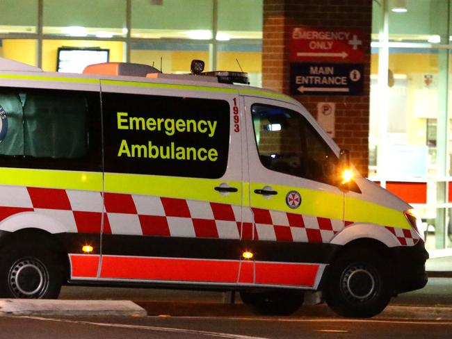 Generic Ambulance images. NSW Ambulance vehicles and Paramedics. Ambulance arrives at Liverpool Hospital Emergency. Pics Bill Hearne