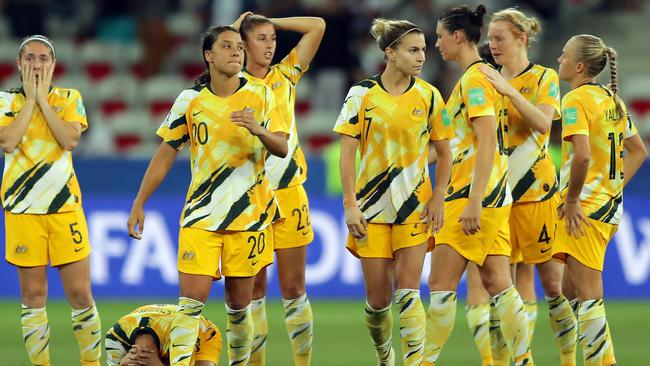 The Matildas after their loss to Norway in the Women’s World Cup Round of 16. Picture: Getty Images