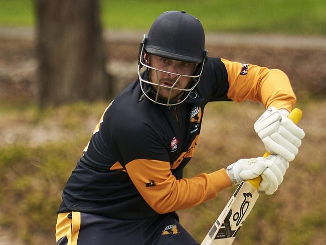 Ryan Gibson batting for West Torrens against Glenelg in the SACA Premier Cricket One Day Cup Grand Final in Adelaide, Sunday, Feb. 13, 2022. Picture: MATT LOXTON