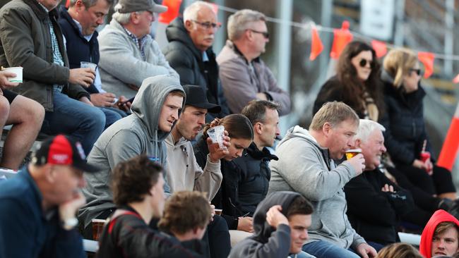 Fans in the crowd at the TSL match between North Hobart and North Launceston. Picture: NIKKI DAVIS-JONES