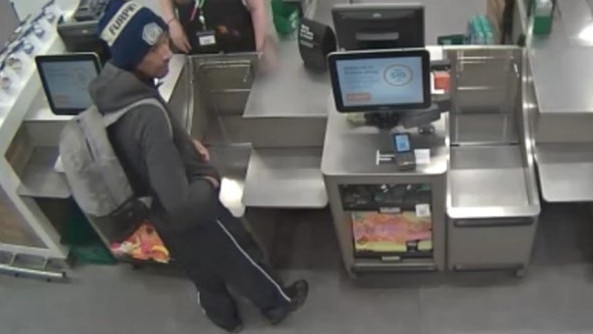 Police would like to speak to this man after an alleged armed robbery at a Frankston supermarket last month.