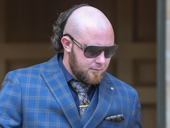 TUESDAY APRIL 09 2024, Hells Angels appearing at Adelaide Magistrates Court. Bradley Holor. Hells Angels group who took a joyride through Adelaide in January., Picture: NO Byline