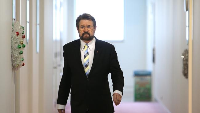 Senator Derryn Hinch at Parliament House in Canberra. (Picture Kym Smith)