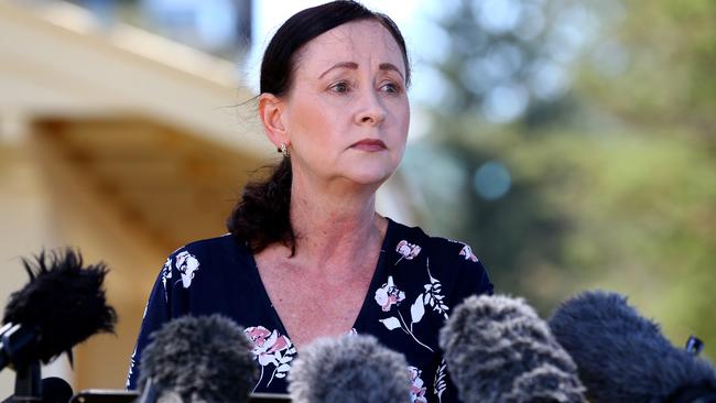 Queensland Health Minister Yvette D'Ath announced the state will move towards easing restrictions during a press conference on Friday. Picture: David Clark