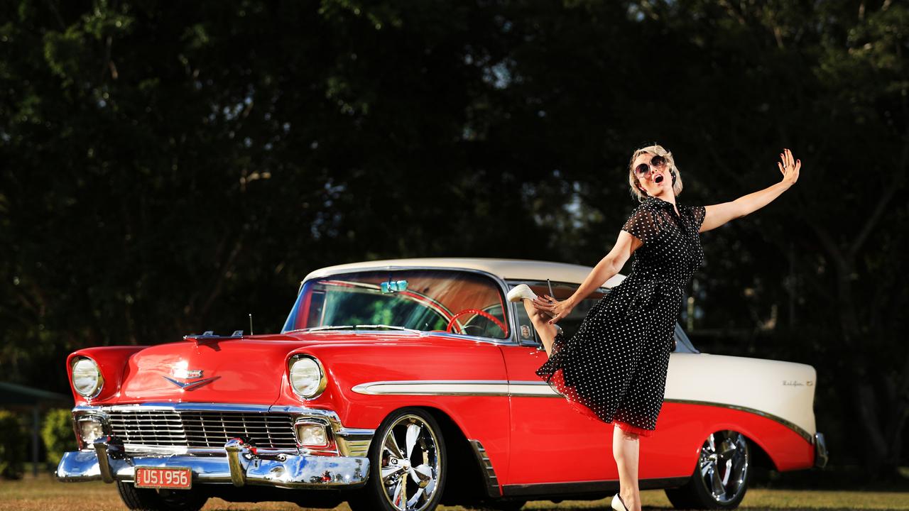 Emma Fahrni gets into the swing of things for the Gold Coast Car Show.