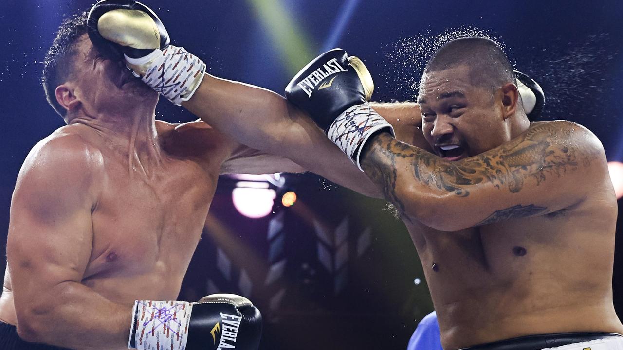 Joey Leilua (R) landed some big blows. (Photo by Mark Evans/Getty Images)