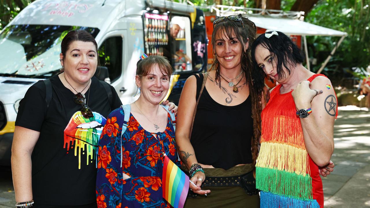 Bek Key, Rhi Smith, Nikki Akarah and Wendy Ramsey at the Cairns Pride Festival's Pride Fair day, held at the Tanks Arts Centre, Edge Hill. Picture: Brendan Radke