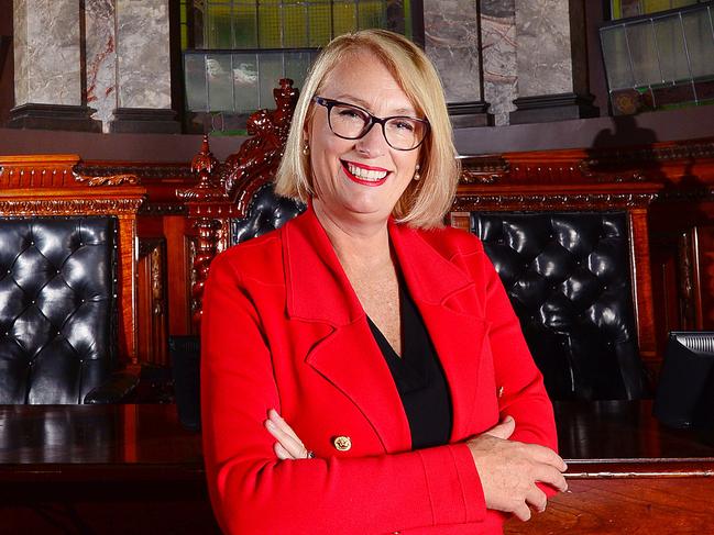 "EMBARGOED FOR WEEKEND USE ONLY"Weekend Cover StoryLord Mayor Sally Capp at Melbourne Town Hall, marking her first anniversary in the job. Picture : Nicki Connolly