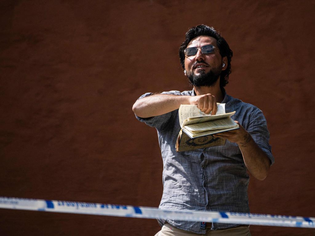 Salwan Momika was granted permission by police to burn the holy book. Picture: Jonathan Nackstrand/AFP