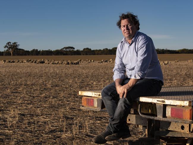 Merino sheep producer, Steven Bolt, on his farm in Corrigin where his lambs are destined for the live export market.