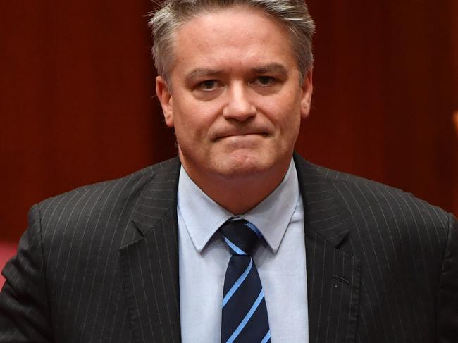 Minister for Finance Senator Mathias Cormann in the Senate chamber at Parliament House in Canberra, Thursday, February 15, 2018. (AAP Image/Mick Tsikas) NO ARCHIVING