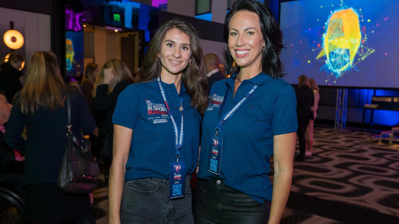 Patricia Pita and Rebecca Pask at the Women in Sport Summit at QT Hotel Surfers Paradise. Picture: Steven Grevis.