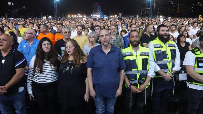 The grief: People attend a memorial ceremony to mark the first anniversary of the October 7, 2023 attacks, in Tel Aviv. Picture: AFP