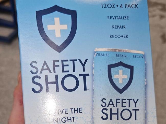 Safety Shot claims to sober a person up, reduce the effects of alcohol, maintain hydration and improve mental and physical feelings of wellbeing. Picture: Instagram