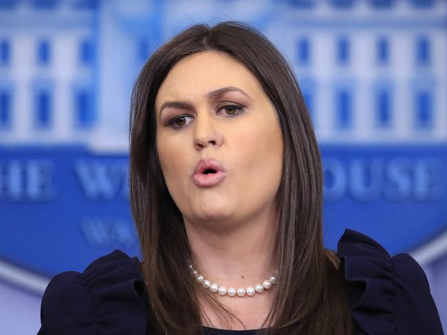 White House press secretary Sarah Huckabee Sanders. Picture: AP