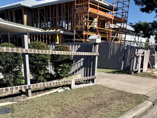 A Moorooka property has been damaged after a car crashed into a fence overnight. Picture: Isabella Magee