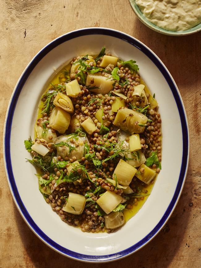 Confit leeks and Puy lentils. Picture: Supplied