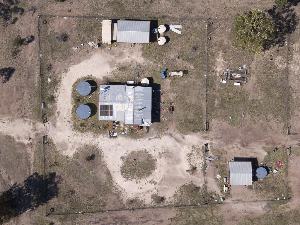 An aerial view of the Trains’ Wieambilla property