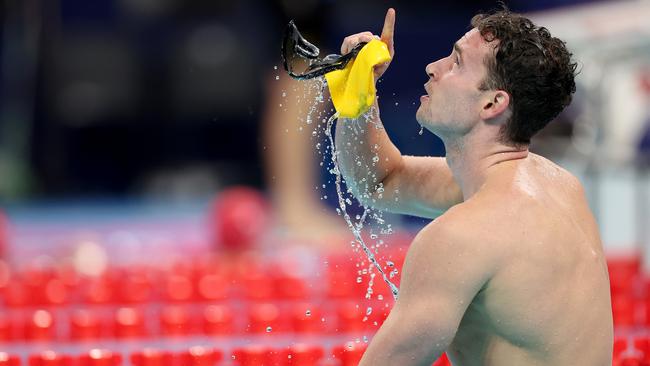 NANTERRE, FRANCE - SEPTEMBER 06: Benjamin Hance of Team Australia reacts after winning gold during the Para Swimming Men's 100m Backstroke S14 Final on day nine of the Paris 2024 Summer Paralympic Games at Paris La Defense Arena on September 06, 2024 in Nanterre, France. (Photo by Sean M. Haffey/Getty Images)