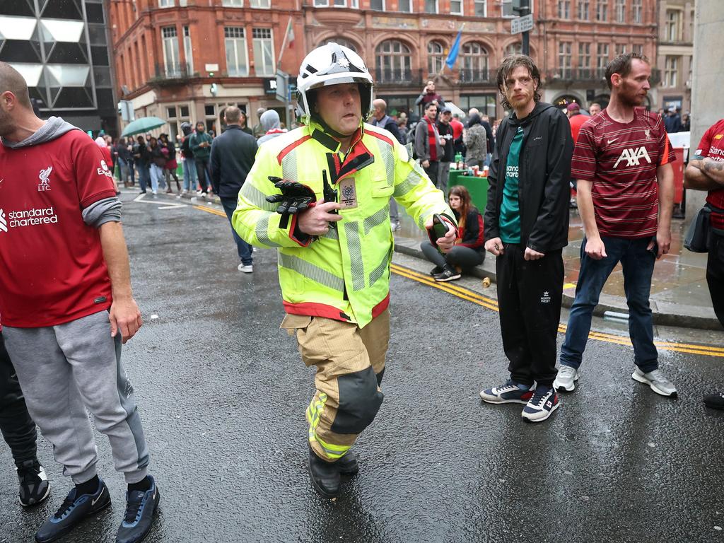 A large emergency service presence is pictured on Water Street. Picture: Getty Images