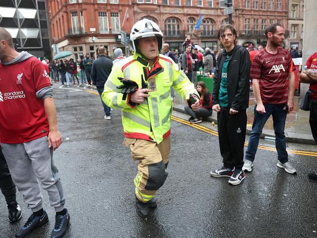 A large emergency service presence is pictured on Water Street. Picture: Getty Images