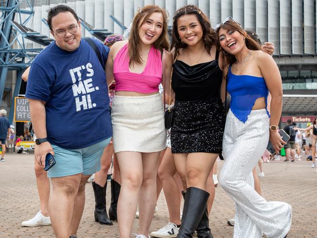 SYDNEY, AUSTRALIA - Daily Telegraph Photos February 26, 2024: Rob, Chanel, Beatriz and Jean at Taylor Swift's The Eras Tour concert held at Accor Stadium in Sydney. Picture: Christian Gilles