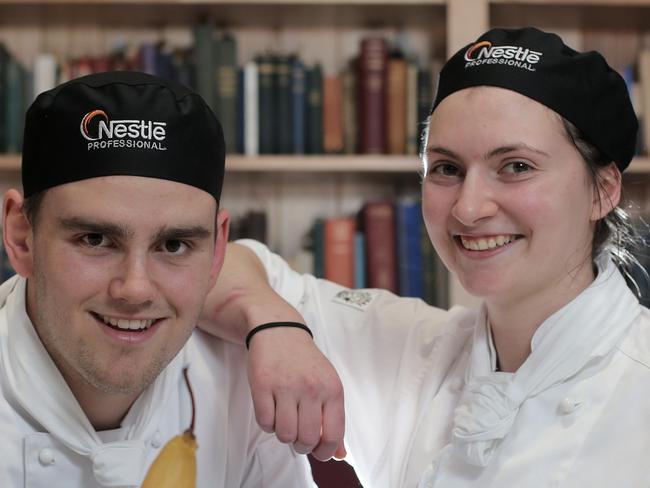 BYLINE: LUKE BOWDEN: Luke Roe, 17 from Guilford Young College and Bridget Mallett, 21 a chef from Smolt Restaurant won the Tasmanian division of the Nestle Golden Chef's Hat Award and will travel interstate later in the year to compete for the national title.