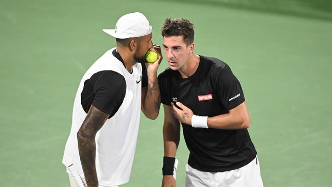 Nick Kyrgios is still hopeful of playing doubles with Thanasi Kokkinakis in Atlanta Picture: Adam Hagy/Getty Images/AFP