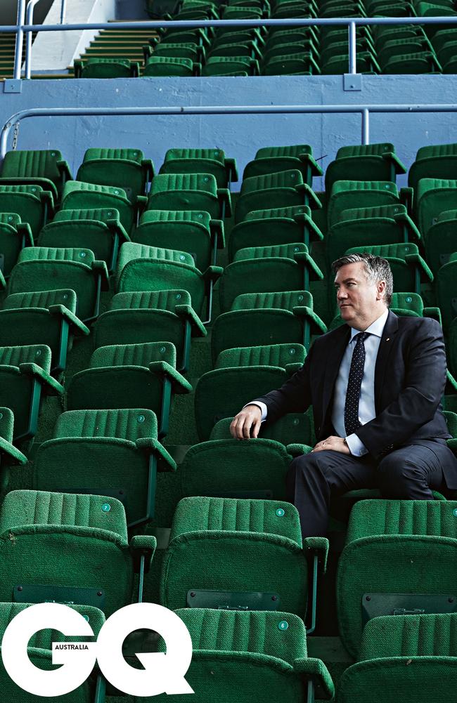 Eddie McGuire revisits some of his public embarrassments in this month’s GQ. Picture: Benn Wood/GQ Australia