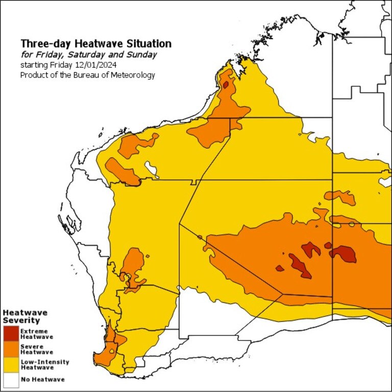 A heatwave will sweep Perth on Saturday. Picture: BOM.