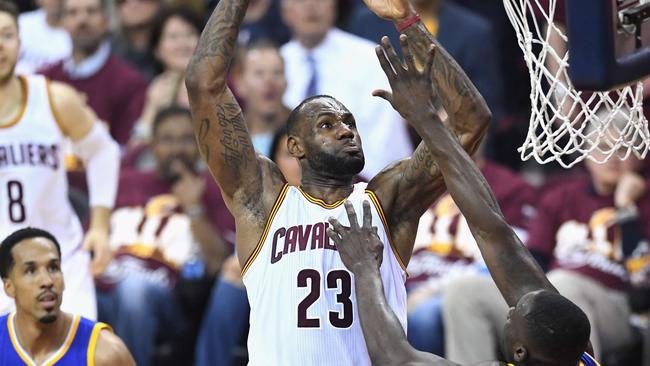 LeBron James of the Cleveland Cavaliers shoots the ball during the first half.