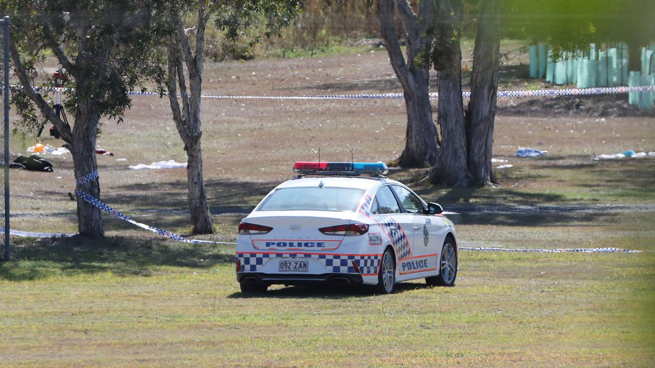 Police at a Zillmere park where a man died following an altercation in September 2020. File picture