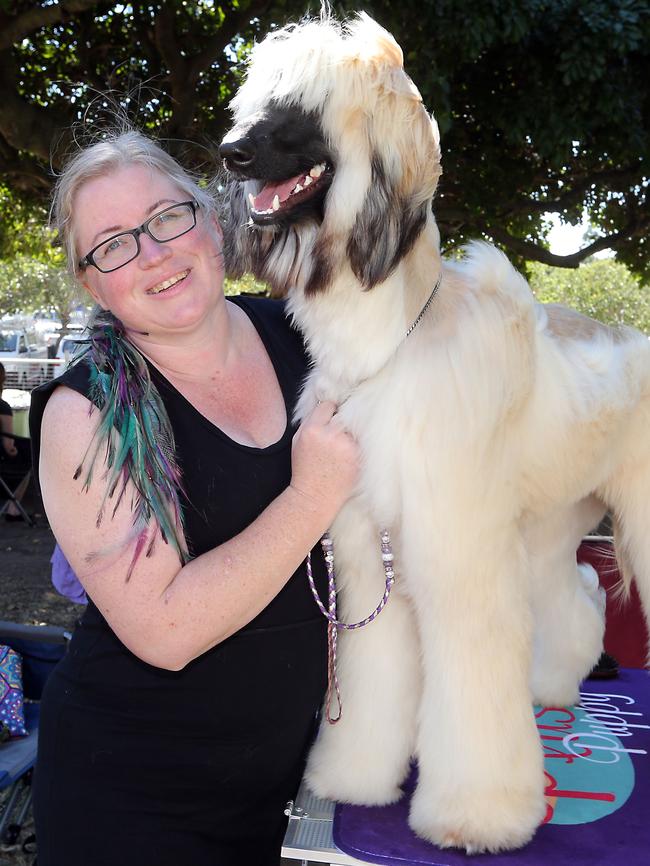 Sarah Rohde with Stella the Afghan Hound. Picture: Richard Gosling