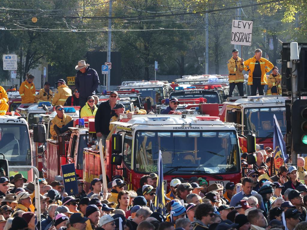 Thousands of farmers and volunteer firefighters have rallied against the tax. Picture: David Caird