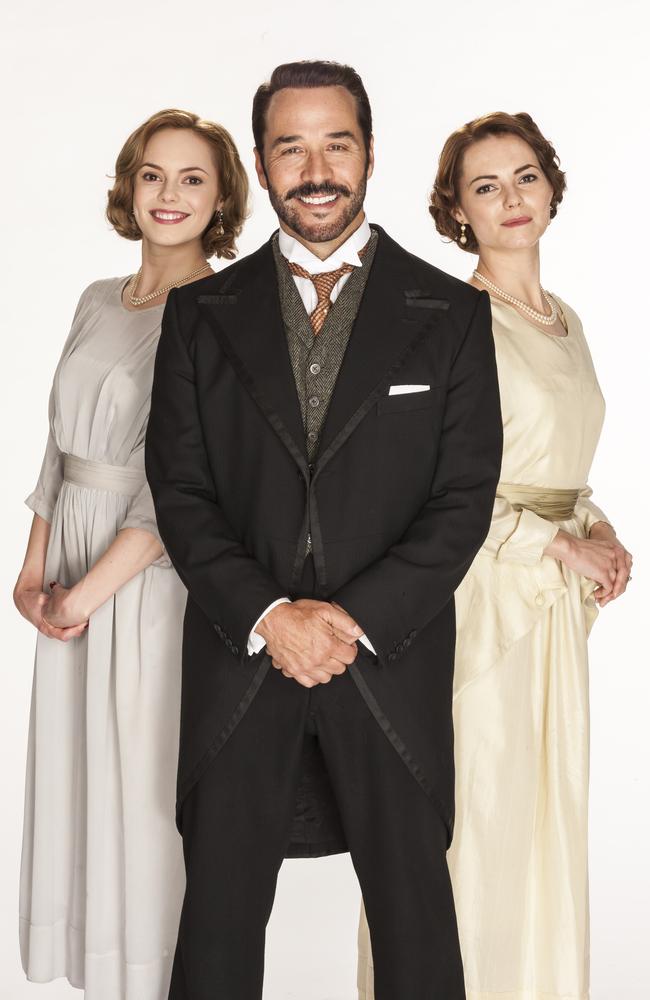 STRICTLY EMBARGOED to MAY 10, 2015 Sunday TV Guides first use. Hannah Tointon, Jeremy Piven and Kara Tointon for Mr Selfridge. Supplied by Channel Seven